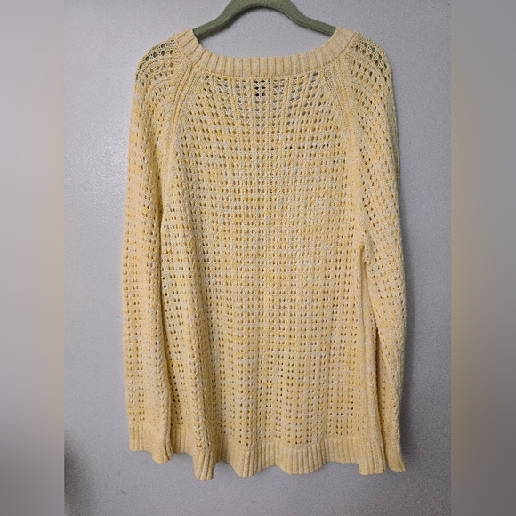 Talbots Sweater Womens Size XL Yellow Pullover Open Stitch Knit Long Sleeves - Picture 5 of 11
